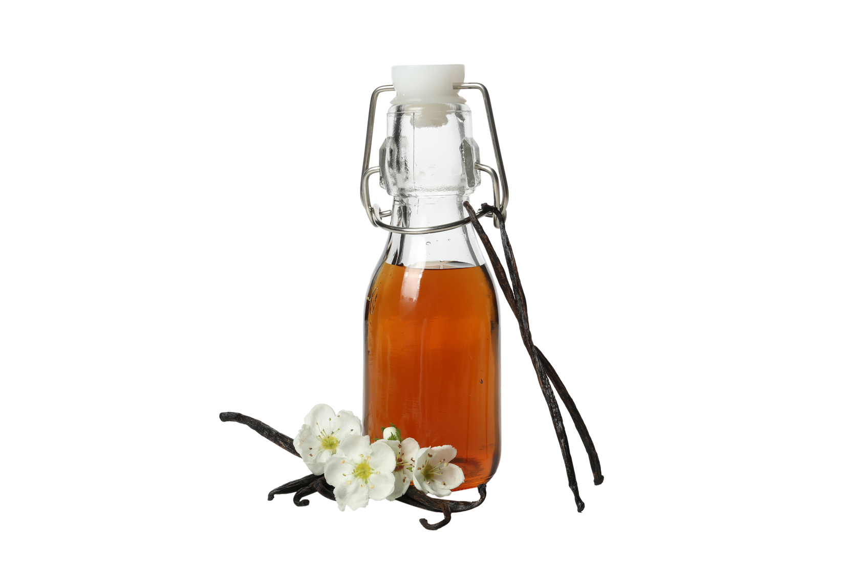 Vanilla extract in a glass bottle